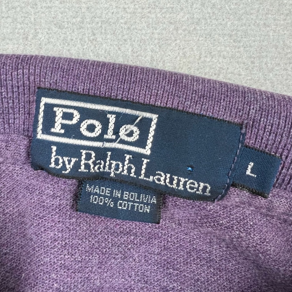 Vintage Polo Ralph Lauren Men Large Purple Solid Pique Polo Shirt Pony Logo Y2K - Picture 3 of 7